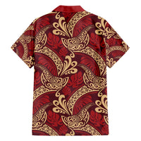 Luxury Red Monstera Family Matching Short Sleeve Bodycon Dress and Hawaiian Shirt Polynesian Tribal Pattern LT01 - Polynesian Pride