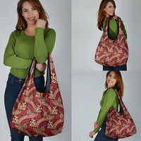 Luxury Red Monstera Grocery Bag Polynesian Tribal Pattern LT01 - Polynesian Pride