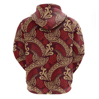 Luxury Red Monstera Hoodie Polynesian Tribal Pattern LT01 - Polynesian Pride