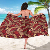 Luxury Red Monstera Sarong Polynesian Tribal Pattern LT01 - Polynesian Pride