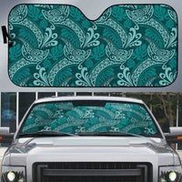 Teal Monstera Auto Sun Shade Polynesian Tribal Pattern LT01 Teal - Polynesian Pride
