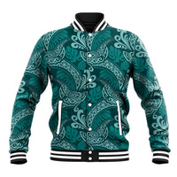 Teal Monstera Baseball Jacket Polynesian Tribal Pattern LT01 Unisex Teal - Polynesian Pride