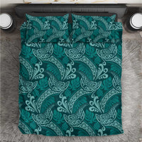 Teal Monstera Bedding Set Polynesian Tribal Pattern LT01 Teal - Polynesian Pride