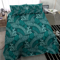 Teal Monstera Bedding Set Polynesian Tribal Pattern LT01 - Polynesian Pride