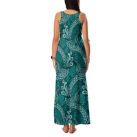 Teal Monstera Family Matching Tank Maxi Dress and Hawaiian Shirt Polynesian Tribal Pattern LT01 - Polynesian Pride