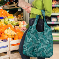 Teal Monstera Grocery Bag Polynesian Tribal Pattern LT01 - Polynesian Pride
