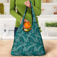 Teal Monstera Grocery Bag Polynesian Tribal Pattern LT01 - Polynesian Pride