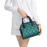 Teal Monstera Shoulder Handbag Polynesian Tribal Pattern LT01 - Polynesian Pride