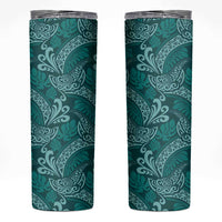 Teal Monstera Skinny Tumbler Polynesian Tribal Pattern LT01 Teal - Polynesian Pride