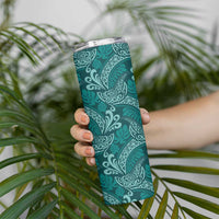 Teal Monstera Skinny Tumbler Polynesian Tribal Pattern LT01 - Polynesian Pride