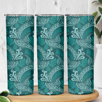 Teal Monstera Skinny Tumbler Polynesian Tribal Pattern LT01 - Polynesian Pride