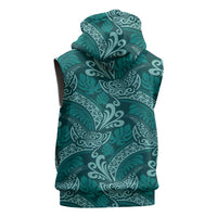 Teal Monstera Sleeveless Hoodie Polynesian Tribal Pattern LT01 - Polynesian Pride