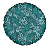 Teal Monstera Spare Tire Cover Polynesian Tribal Pattern LT01 - Polynesian Pride