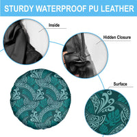Teal Monstera Spare Tire Cover Polynesian Tribal Pattern LT01 - Polynesian Pride