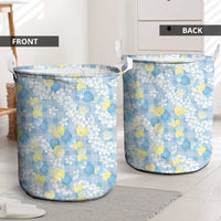 Anthurium Plumeria Lei Pastel Laundry Basket Blue Hawaiian Splendid Palaka LT01 - Polynesian Pride