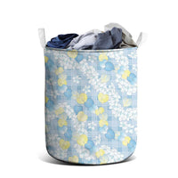 Anthurium Plumeria Lei Pastel Laundry Basket Blue Hawaiian Splendid Palaka LT01 - Polynesian Pride