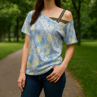 Anthurium Plumeria Lei Pastel Cross Shoulder Shirt Blue Hawaiian Splendid Palaka