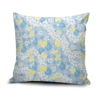 Anthurium Plumeria Lei Pastel Pillow Cover Blue Hawaiian Splendid Palaka LT01 Blue - Polynesian Pride