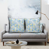 Anthurium Plumeria Lei Pastel Pillow Cover Blue Hawaiian Splendid Palaka LT01 - Polynesian Pride