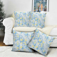 Anthurium Plumeria Lei Pastel Pillow Cover Blue Hawaiian Splendid Palaka LT01 - Polynesian Pride