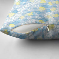 Anthurium Plumeria Lei Pastel Pillow Cover Blue Hawaiian Splendid Palaka LT01 - Polynesian Pride