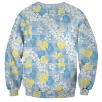 Anthurium Plumeria Lei Pastel Sweatshirt Blue Hawaiian Splendid Palaka