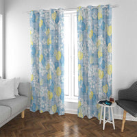 Anthurium Plumeria Lei Pastel Window Curtain Blue Hawaiian Splendid Palaka