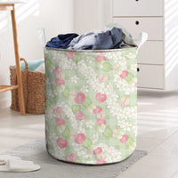 Anthurium Plumeria Lei Pastel Laundry Basket Green Hawaiian Splendid Palaka LT01 Green - Polynesian Pride