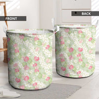 Anthurium Plumeria Lei Pastel Laundry Basket Green Hawaiian Splendid Palaka LT01 - Polynesian Pride