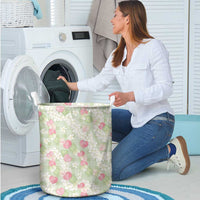 Anthurium Plumeria Lei Pastel Laundry Basket Green Hawaiian Splendid Palaka LT01 - Polynesian Pride