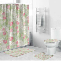 Anthurium Plumeria Lei Pastel Bathroom Set Green Hawaiian Splendid Palaka LT01 Bathroom Set (4 pcs) Green - Polynesian Pride