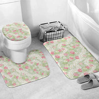 Anthurium Plumeria Lei Pastel Bathroom Set Green Hawaiian Splendid Palaka LT01 Mat Set Only (3 pcs) One Size Green - Polynesian Pride