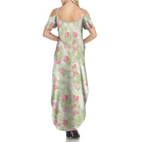 Anthurium Plumeria Lei Pastel Family Matching Summer Maxi Dress and Hawaiian Shirt Green Hawaiian Splendid Palaka