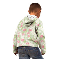 Anthurium Plumeria Lei Pastel Kid Hoodie Green Hawaiian Splendid Palaka