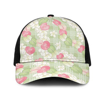 Anthurium Plumeria Lei Pastel Mesh Trucker Cap Green Hawaiian Splendid Palaka LT01 One Size Black Green - Polynesian Pride
