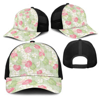 Anthurium Plumeria Lei Pastel Mesh Trucker Cap Green Hawaiian Splendid Palaka LT01 - Polynesian Pride