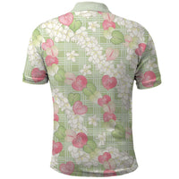 Anthurium Plumeria Lei Pastel Polo Shirt Green Hawaiian Splendid Palaka