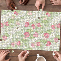 Anthurium Plumeria Lei Pastel Puzzle Green Hawaiian Splendid Palaka LT01 - Polynesian Pride