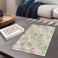 Anthurium Plumeria Lei Pastel Puzzle Green Hawaiian Splendid Palaka LT01 - Polynesian Pride