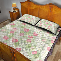 Anthurium Plumeria Lei Pastel Quilt Bed Set Green Hawaiian Splendid Palaka