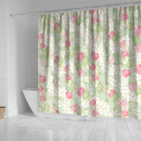 Anthurium Plumeria Lei Pastel Shower Curtain Green Hawaiian Splendid Palaka