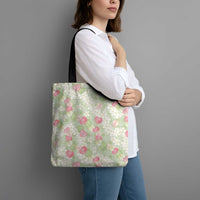 Anthurium Plumeria Lei Pastel Tote Bag Green Hawaiian Splendid Palaka LT01 - Polynesian Pride
