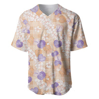Anthurium Plumeria Lei Pastel Baseball Jersey Orange Hawaiian Splendid Palaka LT01 Orange - Polynesian Pride