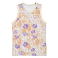 Anthurium Plumeria Lei Pastel Basketball Jersey Orange Hawaiian Splendid Palaka LT01 Unisex Orange - Polynesian Pride