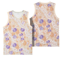Anthurium Plumeria Lei Pastel Basketball Jersey Orange Hawaiian Splendid Palaka LT01 - Polynesian Pride