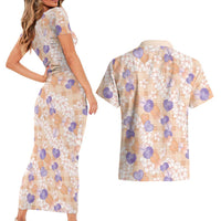 Anthurium Plumeria Lei Pastel Couples Matching Short Sleeve Bodycon Dress and Hawaiian Shirt Orange Hawaiian Splendid Palaka