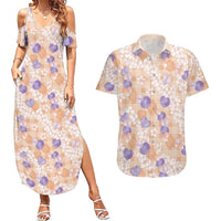 Anthurium Plumeria Lei Pastel Couples Matching Summer Maxi Dress and Hawaiian Shirt Orange Hawaiian Splendid Palaka