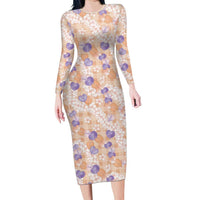 Anthurium Plumeria Lei Pastel Family Matching Long Sleeve Bodycon Dress and Hawaiian Shirt Orange Hawaiian Splendid Palaka