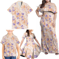 Anthurium Plumeria Lei Pastel Family Matching Off Shoulder Maxi Dress and Hawaiian Shirt Orange Hawaiian Splendid Palaka LT01 - Polynesian Pride