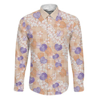 Anthurium Plumeria Lei Pastel Family Matching Off Shoulder Maxi Dress and Hawaiian Shirt Orange Hawaiian Splendid Palaka LT01 Dad's Shirt - Long Sleeve Orange - Polynesian Pride